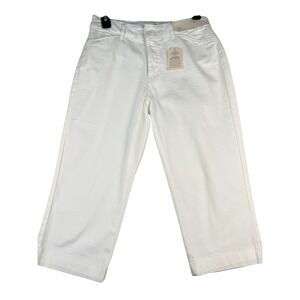 St John's Bay Women's White Capri Pants Size 2 Mid Rise NWT